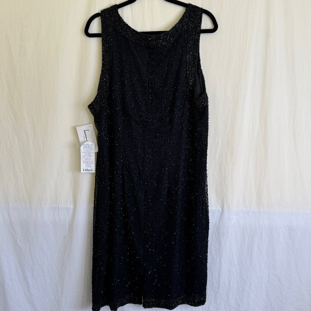 Laurence Kazar NWT Formal Dress Plus Size 2X Beaded Sequin Silk Lined Black Vtg - Picture 6 of 12